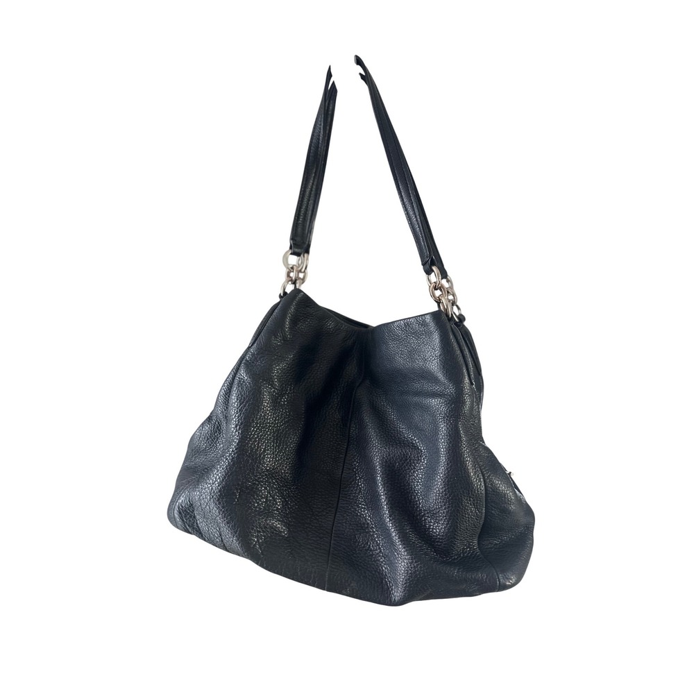 Coach Black Pebbled Leather Hobo Shoulder Bag Gold Hardware 3 Compartment